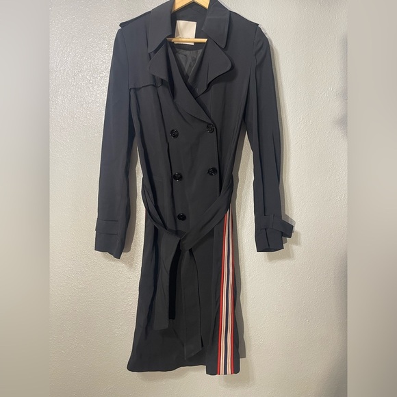 Pinko Black Coat with stripes on the sides - Size 6 - Picture 1 of 7